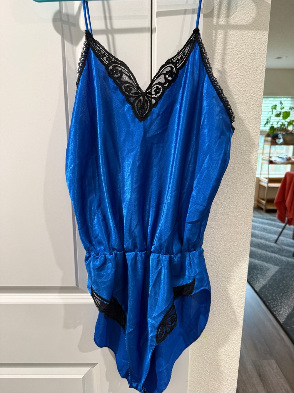 Vintage 1980’s- 2 Piece Set- Classic Satin Lace-Trim Romper & Robe